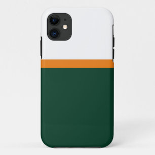 Modern Forest Green Orange White Colour Block iPhone 11 Case