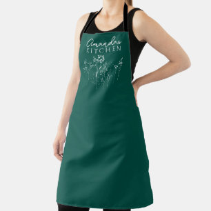 Modern Forest Green Personalized Herb Apron
