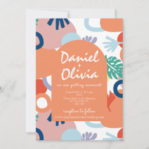 Modern Forest Pattern Swatch with QR Wedding Invitation