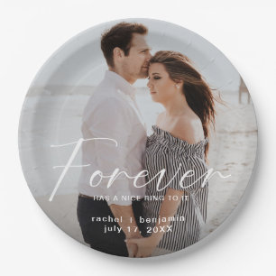 Modern Forever has a nice ring Photo Engagement  Paper Plate