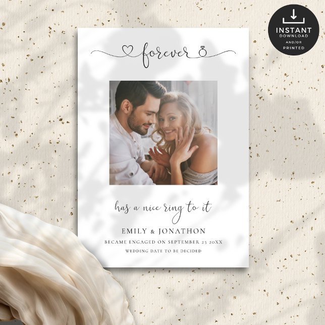 Modern Forever Has Ring To It Photo Engagement Announcement (Creator Uploaded)