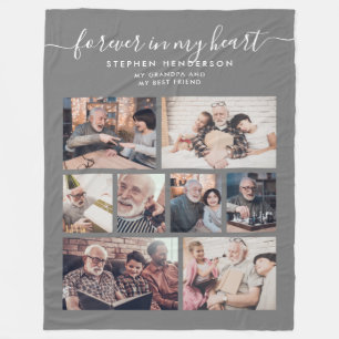 Modern Forever In My Heart 8-Photo Collage Tribute Fleece Blanket