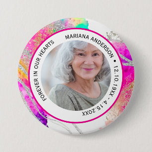 Modern Forever in Our Hearts Colourful Memorial  3 Inch Round Button