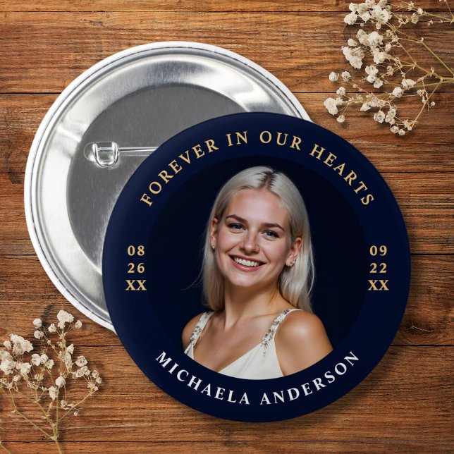Modern Forever In Our Hearts Funeral/Memorial 2 Inch Round Button (Creator Uploaded)