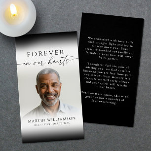 Modern Forever In Our Hearts Funeral Prayer Card