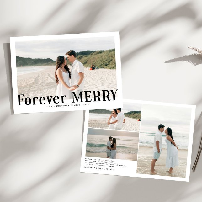 Modern Forever Merry Christmas Couples Holiday Card (Creator Uploaded)