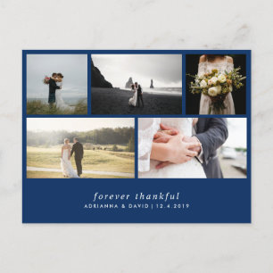 Modern Forever Thankful   Navy Blue Wedding Photos Postcard