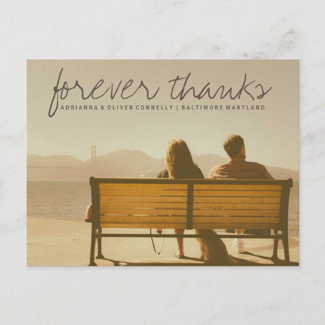 Modern Forever Thanks | Couple Photo 2 Postcard (Front)