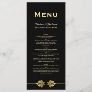 Modern Formal Black Gold Wedding Menu