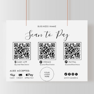 Modern Formal Calligraphy QR Scan to Pay Sign
