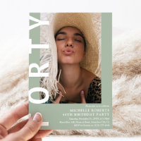 Modern FORTY Photo 40th Birthday Party Invitation