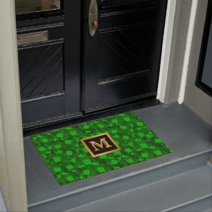 Modern Four Leaf Clover Floral Doormat