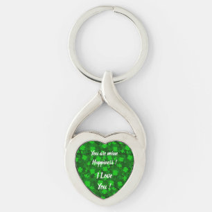 Modern Four Leaf Clover Floral Keychain