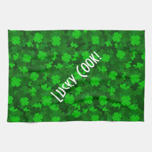 Modern Four Leaf Clover Floral Kitchen Towel