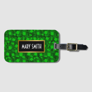 Modern Four Leaf Clover Floral Luggage Tag