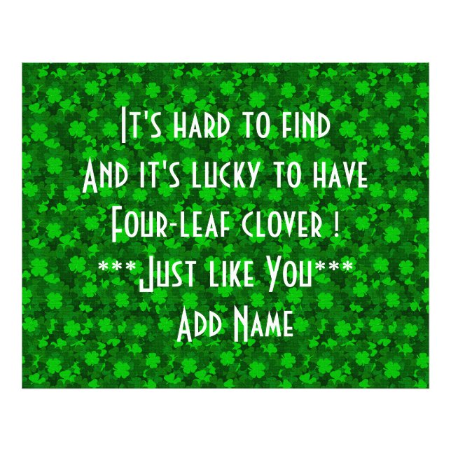 Modern Four Leaf Clover Floral Photo Print (Front)