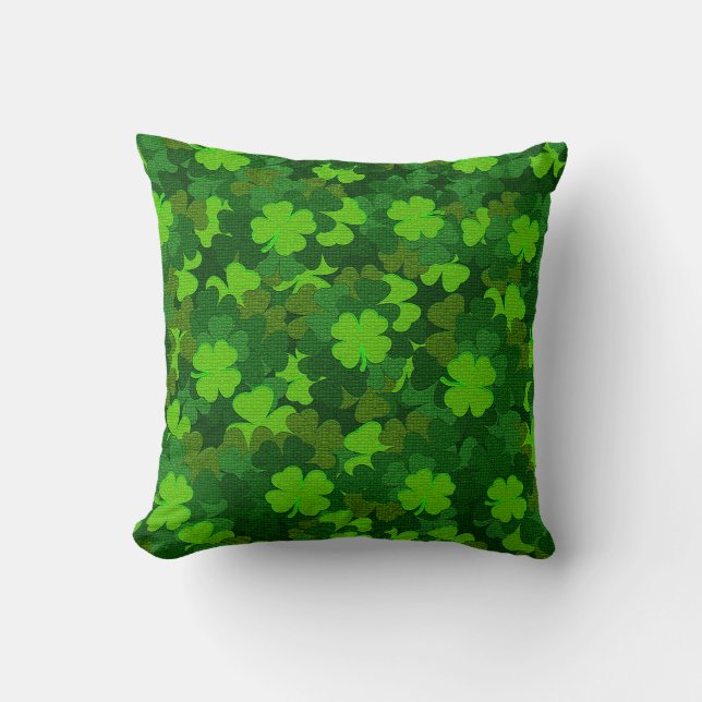 Modern Four Leaf Clover Floral Throw Pillow (Front)