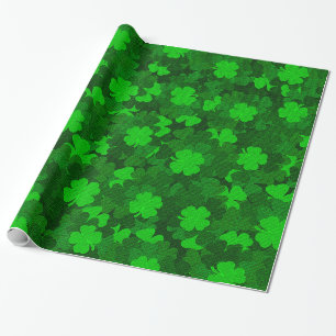 Modern Four Leaf Clover Floral Wrapping Paper