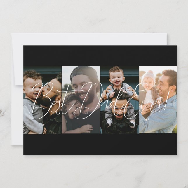 Modern Four Photo Collage Fathers Day  Holiday Card (Front)