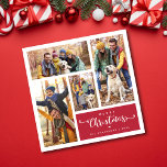 Modern Four Photo Collage Merry Christmas  Holiday Card<br><div class="desc">Modern Red Four Photo Collage Merry Christmas Holiday Card</div>