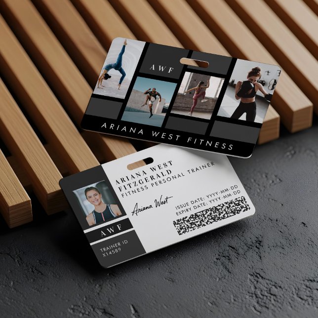 Modern Four Photo Collage Personal Trainer Fitness Badge (Modern Four Photo Collage Personal Trainer Fitness Badge)