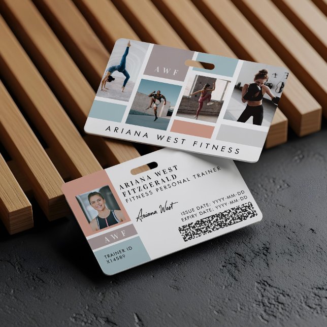 Modern Four Photo Collage Personal Trainer Fitness Badge (Modern Four Photo Collage Personal Trainer Fitness Badge)