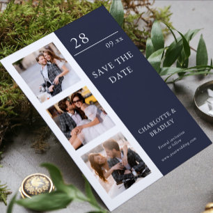 Modern Four Photo Wedding Collage Save The Date