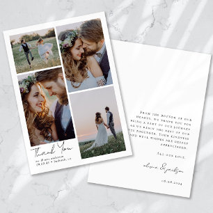 Modern Four Photo Wedding Thank You Card