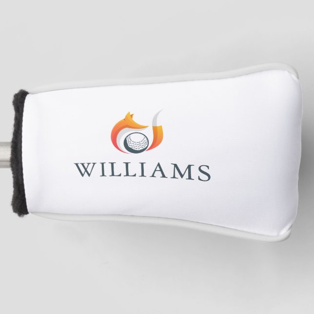 Modern Fox And Ball Golf Personalized Name Golf Head Cover (Front)