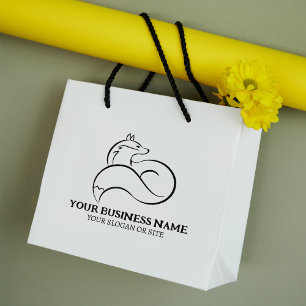 Modern Fox Custom Business, Large   Rubber Stamp