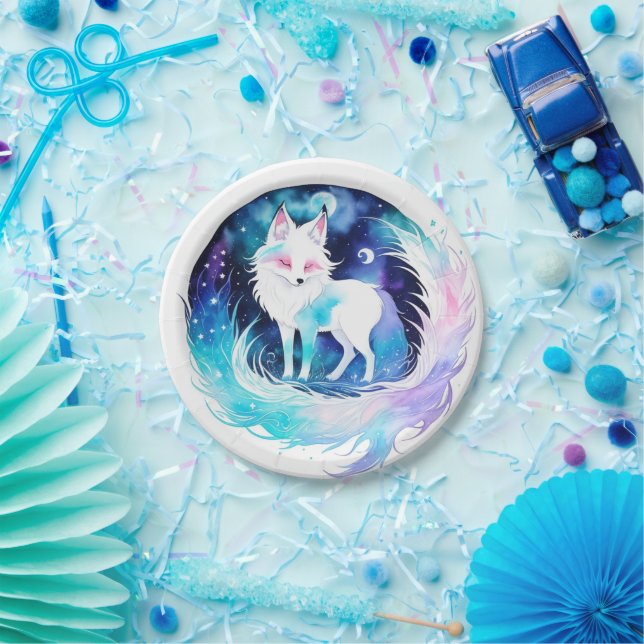 Modern Fox Woodland Birthday Paper Plate (Party)