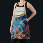 Modern Fractal Blue Gold Handwritten Name Apron<br><div class="desc">This design may be personalized by choosing the Edit Design option. You may also transfer onto other items. Contact me at colorflowcreations@gmail.com or use the chat option at the top of the page if you wish to have this design on another product or need assistance. See more of my designs...</div>