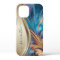 Modern Fractal Blue Gold Handwritten Name