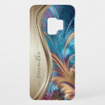 Modern Fractal Blue Gold Handwritten Name Case-Mate Samsung Galaxy S9 Case<br><div class="desc">This design is also available on other phone models. Choose Device Type to see other iPhone, Samsung Galaxy or Google cases. Some styles may be changed by selecting Style if that is an option. This design may be personalized in the area provided by changing the photo and/or text. Or it...</div>