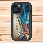 Modern Fractal Blue Gold Handwritten Name<br><div class="desc">This design is also available on other phone models. Choose Device Type to see other iPhone, Samsung Galaxy or Google cases. Some styles may be changed by selecting Style if that is an option. This design may be personalized in the area provided by changing the photo and/or text. Or it...</div>