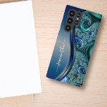 Modern Fractal Blue Handwritten Name  Samsung Galaxy Case<br><div class="desc">This design is also available on other phone models. Choose Device Type to see other iPhone, Samsung Galaxy or Google cases. Some styles may be changed by selecting Style if that is an option. This design may be personalized in the area provided by changing the photo and/or text. Or it...</div>