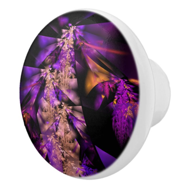 Modern fractal in black and purple ceramic knob (Right)