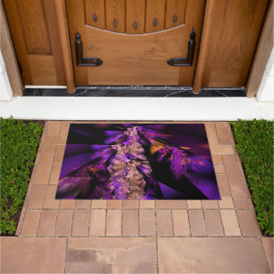 Modern fractal in black and purple doormat
