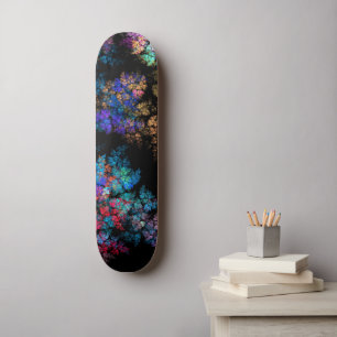 Modern fractal pattern on black  skateboard