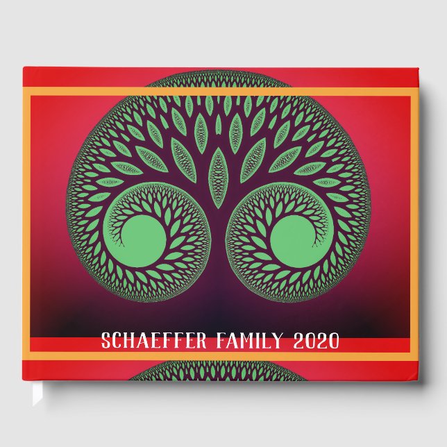 Modern Fractal Tree of Life Family Reunion Guest Book (Front)