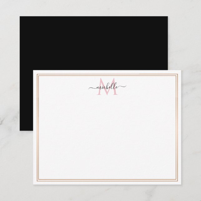 Modern frame chic script monogram card (Front/Back)