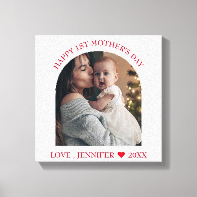 Modern Frame Custom Photo Happy First Mothers Day  Canvas Print (Front)