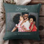Modern Frame |  Family is EVERYTHING Photo Gold Throw Pillow<br><div class="desc">Modern family keepsake,  this elegant photo throw pillow features your favourite photo in a gold frame alongside your custom name and date established on dark dusty blue. Great gift for the holidays,  Mother's Day or Valentines!</div>