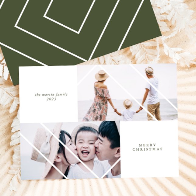 Modern Frame Green Christmas Photo Card (Creator Uploaded)