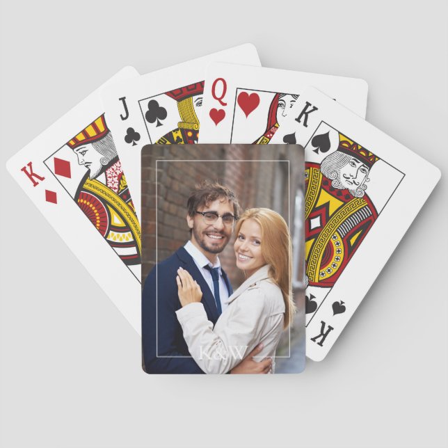 Modern Frame Monogram Personalized Photo Playing Cards (Back)