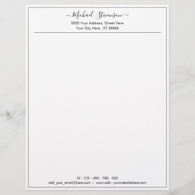 Modern Frame Your Name Address Letterhead (Front)