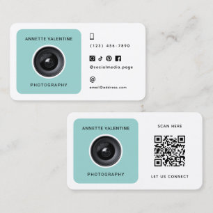Modern framed camera lens photographer business card
