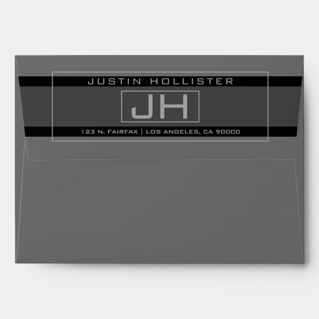 Modern Framed Grey & Dark Grey Professional A7 Envelope (Back (Top Flap))