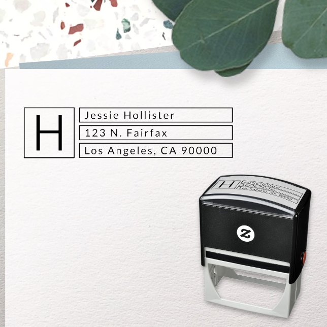 Modern Framed Monogram Return Address Self-inking Stamp (Creator Uploaded)