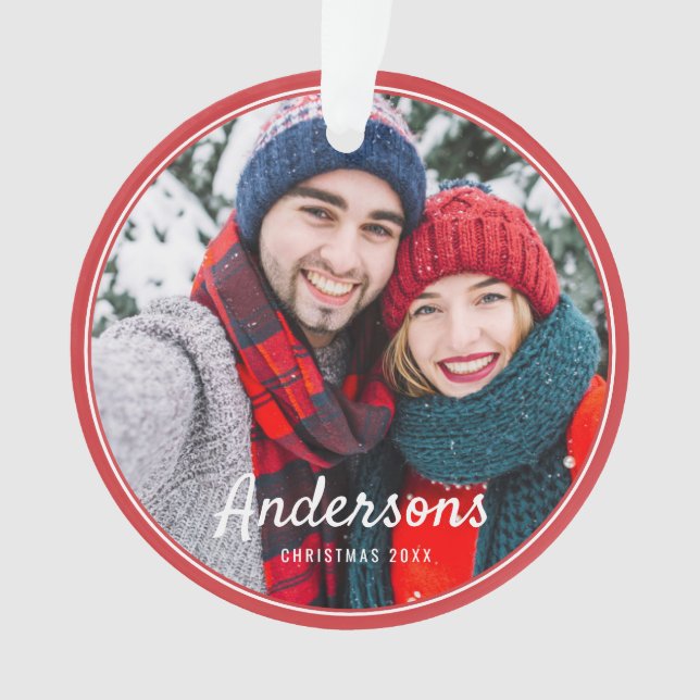 Modern Frames Simple Photo Family Keepsake Ornament (Front)